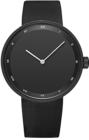 ADSBIAOYE Men's and Women's Universal Watch Fashion Minimalist Style Large dial Quartz Belt Roman Numerals Waterproof Watch (Black)
