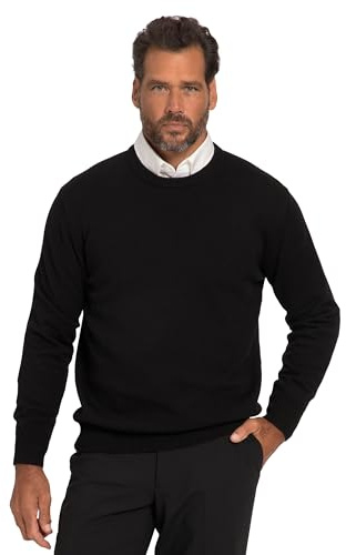 JP 1880 herr, stora storlekar, herrkläder, L-8XL, tröja, rund hals, JP1880-stick, bomull 708261, svart, 8XL/smal