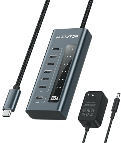 PULWTOP HUB USB C Von Alimentación,7 Puertos USB C to C Hub 10 Gbps 3.2 generación, Concentrador USB-C Hub para Transferencia y Carga De Datos,para Computadora Portátil Typec c laptops