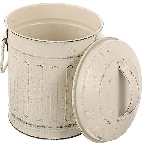 Housoutil Secchio Cenere Vintage in Metallo Con Coperchio Grande Capacità Design Robusto e Semplice Contenitore Multiuso Per Caminetto e Stufa Per Uso Domestico