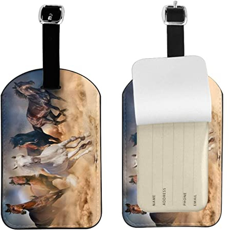 Galoppierendes Pferd, Leder-Gepäckanhänger mit Namen, Ausweisetiketten, Namensanhänger, Persönlichkeitsanhänger für Reisekoffer, Reisezubehör