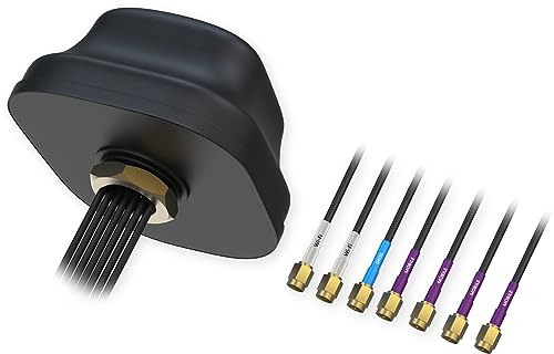 Teltonika PR1KC640 5G MIMO/Mobile/GNSS/Wi-Fi Roof SMA Antenna; IP67 Rated; 4X SMA Male 5G Connectors; 2X RP SMA Male Wi-Fi Connectors; 1x SMA Male GNSS Connector; 3-12 VDC; 50 Ohms Impedance