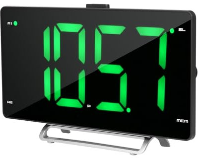 Irfora Digitaler Radiowecker mit Dual-Alarm-Dimmer 9-Zoll-LED-Display FM-Radio Sleep-Timer Einstellbare Lautstärke Snooze 2 USB-Ladeanschlüsse 12/24H Batterie-Backup für Schlafzimmer-Büro