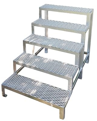 5 Stufen Stahltreppe Außentreppe Freistehend Breite 100 cm Höhe 100 cm verzinkt Premium Qualität