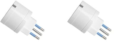 Adattatore Semplice da Schuko 2P+T 10A / 16A a Spina Piccola Italiana 10A, Adattatore da Viaggio 250V Max 1500W (2 Pezzi, Bianco)