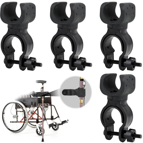 BIVOFU 4 Stück Krückenhalter für Rollator, Krücken Zubehör, Gehstock Krückenhalter - Universelles Zubehör für Gehhilfen und Rollstühle - Ideal für Rollstühle, Rollatoren, Gehhilfen und Fahrräder