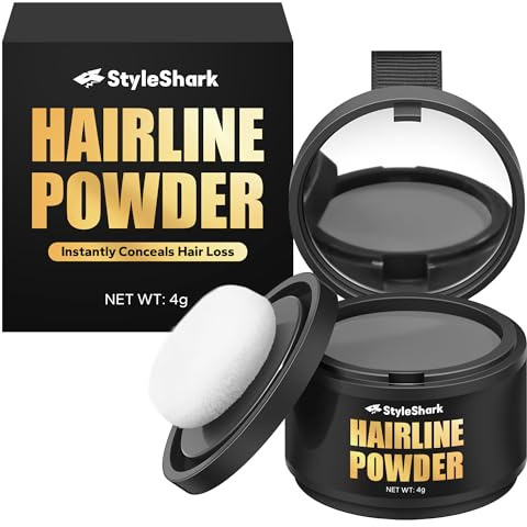 StyleShark Hairline Powder for Women and Men - Stain-Proof Root Touch Up for Thinning Hair, Sweatproof Color (Grey)