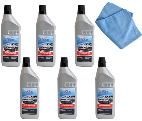 Autoshampoo mit Wachs, Waschshampoo für Autos und Lacke - 1000 ml (6-tlg.)