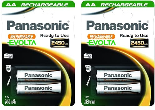 PANASONIC Confezione da 2 blister da 2 batterie ricaricabili Evolta AA (Mignon)/HR6 2450 mAh - 1,2 V