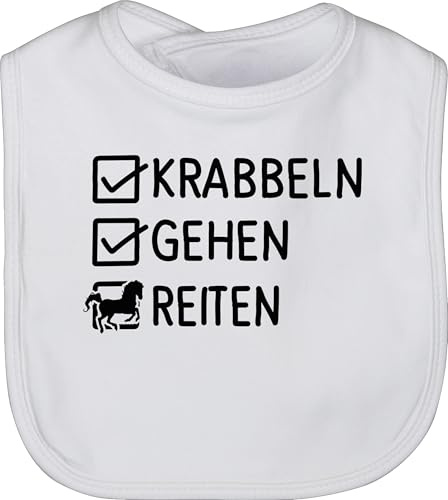 Shirtracer Baby Lätzchen - Pferde - Krabbeln Gehen Reiten I Reiten Evolution Reiter I Pferdeliebhaber Geschenk Reiterin - Unisize - Weiß - pferdefans pferd babylätzchen pferdemotiv pferden sprüche