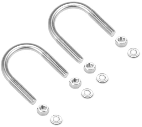 TERF® M10 X 51mm X 85mm Round U Bolts Steel U Bolt RodThread M10 (10mm) Inner Width 51mm and Length 85mm Round U Clamp Bolt with Nut and Flat Washer - Pack of 2