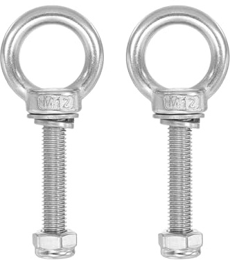 PATIKIL Ringschraube, M12x70 304 Edelstahl ösenschraube Gewinde mit Sechskantschraube Mutter Dichtung Unterlegscheibe zum Aufhängen und Sichern von Ketten Drahtseilen, 2 Sets