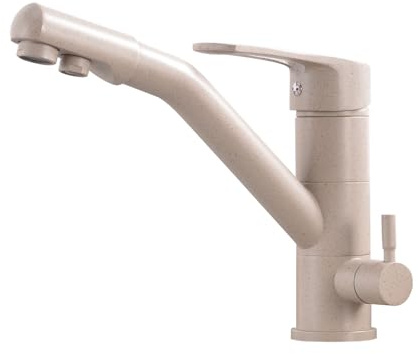Zeffrary Rubinetto da cucina a 3 vie,Rubinetto per Cucina a Girevole a 360°,Miscelatore per Lavello Con Beccuccio Flessibile,G3/8 Pollici (beige)