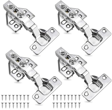 4 Stück Schrankscharnier, Scharniere für Schranktüren mit Hydraulisch Feder 304 Edelstahl Schranktür Scharnier Möbelscharniere Softclose Scharnier Türscharniere mit 32 Schrauben
