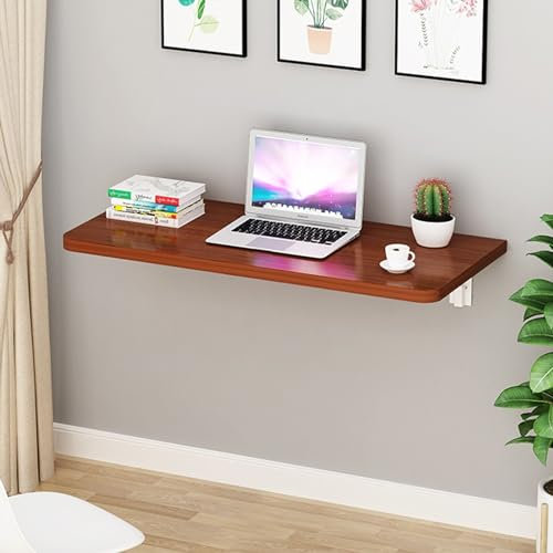 Schwebender Wand-Klapptisch für kleine Räume, zusammenklappbar, hängende Werkbank mit Fallblatt, ideal für Esszimmer, Bar, Computer, Laptop, Rot, kompakte Größe