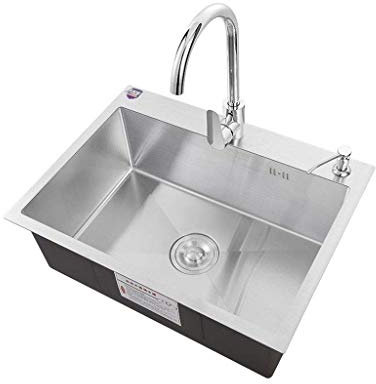 304 Edelstahl-Küchenspüle, 600 mm x 450 mm, Unterbau-Waschbecken, silberfarben, Einzelschüssel, langlebig und leicht zu reinigen, ideal für kleine Küchen und Waschküchen.