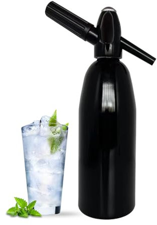 Sifón de Soda, Máquina Para Hacer Soda de 1L Máquina de Aluminio Para Hacer Soda con Limón Minimáquina Portátil Para Hacer Agua con Gas Y Soda Para Bebidas Carbonatadas Jugos Limonada Y Cócteles