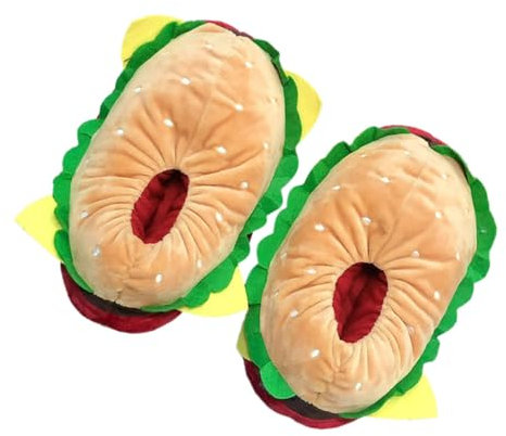 BESPORTBLE Lustige Burger Hausschuhe Warm Weich Kuschelig Damen Herren Cartoon Hausschuhe Indoor Rutschfest Für Winter Zuhause