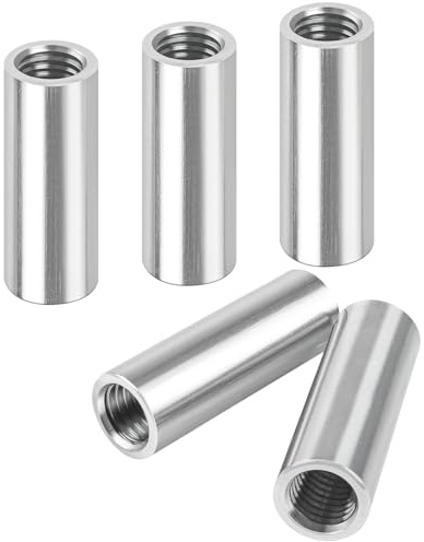 Jeboler Lot de 5 manchons filetés ronds M8 x 30 mm en acier inoxydable 304 - Écrous de connexion ronds - Écrous de connexion longs - Filetage intérieur V2A - Manchons d'écartement - Écrous de distance