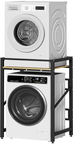 Washer Dryer Stand Stacking Kits, Height Adjustable Washing Machine Shelf | 73 x 63cm Over Washer Storage Rack Unit, Tumble Dryer Stand Washer Shelf for Laundry Room Bathroom, Up to 250KG