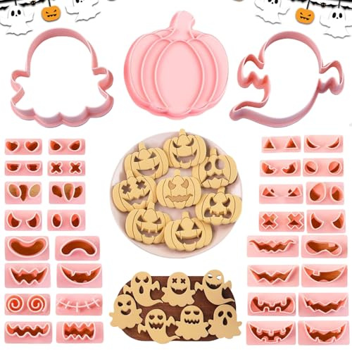 3D Citrouille Emporte, 20 Pcs Emporte Pièces Fantôme Halloween, Emporte Piece Patisserie Plastique Enfant, Outils décoratifs de cuisson d'Halloween, Pour Sablé, Gâteaux Décorations, Fondant