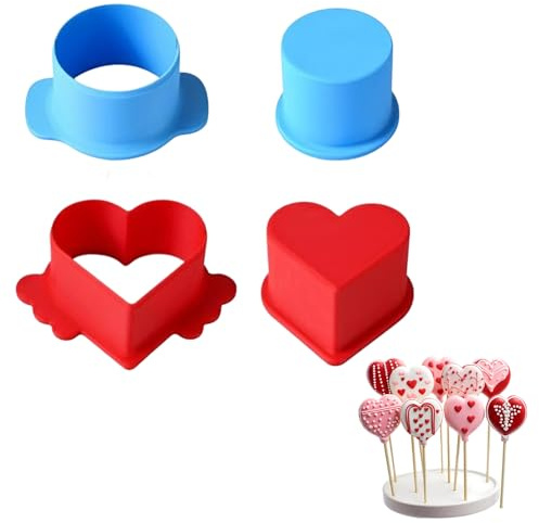 4-teilige Silikon Formen Backen, Lebensmittelechte Silikon Form mit Herz-Design, Bunte Silikonformen Gießformen Herz für Kuchen & Desserts, Praktisches Geschenk für Hobbyköche & Hausbäcker