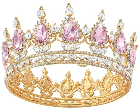 Euablfo Krone Damen,Strass Kronen, für Torte, Krone Geburtstag mit Rosa Diamant Diadem, Mädchen, Prinzessinnen,Braut Geburtstag Hochzeit Festzug