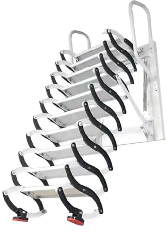 PUZYI Bodentreppe Faltbare Dachbodentreppe Lofttreppe Wandmontage Loftleiter Dachbodenleiter Titan-Magnesium-Teleskopleiter Deckentreppe Handbuch Loftleiter(2.5-2.75m)