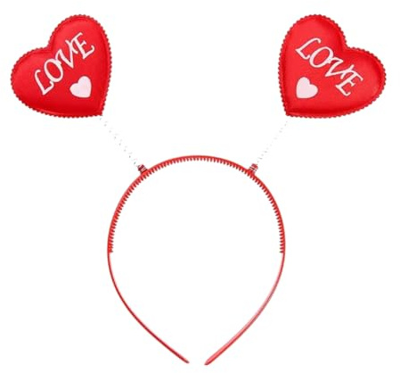Whakano Valentinstag Haarreif Rote Herz Stirnband für Damen,Party Zubehör,Dekorative Haarreifen für JGA Hochzeit Karneval Fasching Mottoparty Kostüm Dekoration Accessoire,Rot E