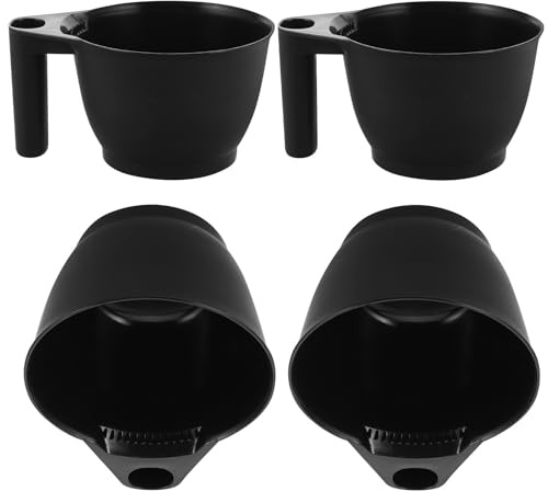 Cabilock Cuencos para Mezclar Tinte de Cabello Negros 4 Piezas Tazón para Mezclar Tinte Profesional con Mango Ergonómico Recipiente Plástico Adecuado para Salones y Barberías