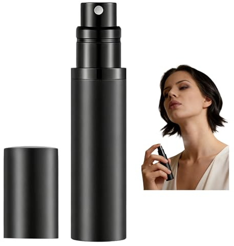 Yohtlfp Atomizador Perfume Recargable, Aluminio 5ml Atomizador Perfume Recargable, Mini Pulverizador Portátil para Viaje, Botella Spray Colonia Rellenable (Negro x 1)