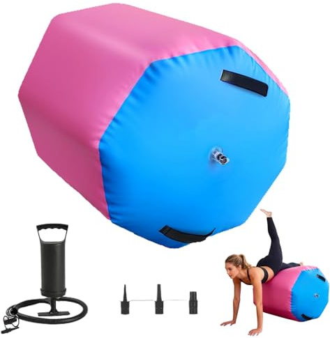 Air Roller - Barril de gimnasia inflable, con bomba, rodillo de gimnasia octogonal para yoga, resorte trasero, gimnasio, animadoras, antideslizante (70 x 90 cm)
