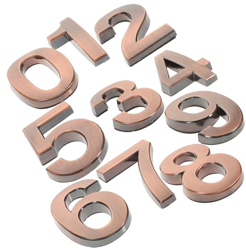Generico Numeri Civici Adesivi 10 Pezzi 5 Cm Colore Bronzo Antico Set Numeri di Indirizzo da 0 a 9 per Porte Casa Ufficio Cassette Postali Esterni Uso Facile Installazione senza Fori