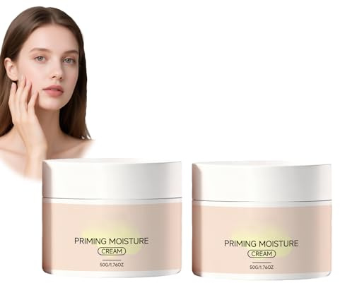 Priming Moisture Cream, Makeup Gripping Primer, Smoothing & Hydrating Face Moisturizer, Priming Moisturizing Cream, Lightweight, Non-Greasy, Skincare for Soft Radiant Skin. (2pcs)