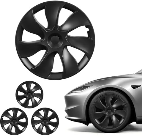 VEVOR Enjoliveurs Auto Compatible avec Tesla Model Y 2021-2024, Cap de Roue 4 Pièces, Remplacement pour Jante R19 de 48,3 cm Protection des Roues, 7 Rayons, en ABS, Fixation par Clipsage, Noir Mat