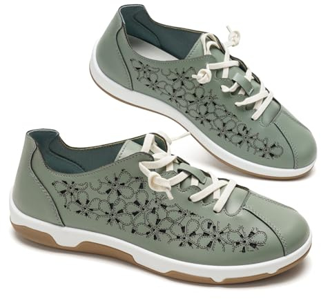 GLAMORA Zapatillas Mujer Cómodas Caladas Transpirables Zapatos Planos Casual Ligeros Flexibles con Cordones Elásticos Suela de Goma Antideslizante Plantilla Confort
