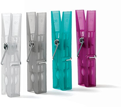 Mollette Bucato Resistenti per Stendere il Bucato - per Stendini e Fili - Fori di Due Misure - 24 Mollette 1.1x2x8 cm Mix 4 Colori - Domopak Living