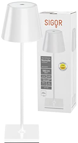 SIGOR Nuindie LED-Akku-Tischleuchte für Garten und Terrasse (weiss)