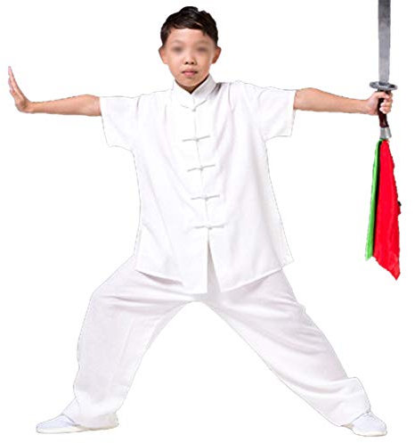PengGengA Tai-Chi Kleidung Anzug Kampfsport Kung Fu Taiji Qigong Wing Chun Shaolin Wushu Training Uniform Junge Unisex Weiß 1 Xs