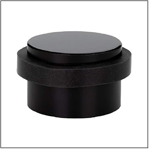 EVI Herrajes | Tope de Puerta Adhesivo | Ø28 x 20 mm | Goma Negra de Silicona Natural | Acero Inoxidable Acabado Mate | Fijación Sencilla | 100% Funcional | I-140AM