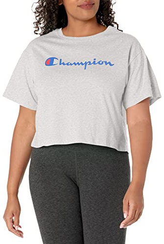 Champion The Cropped Tee T-Shirt, Gris Oxford, XS Femme