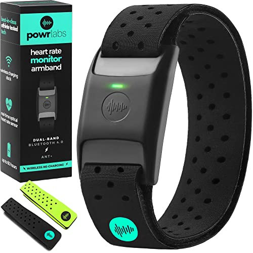 Powr Labs Bluetooth Heart Rate Monitor Armband | ANT Heart Rate Monitor Armband Heart Rate Monitor Bluetooth Wrist Heart Rate Monitor for Polar Wahoo Garmin Peloton Heart Rate Monitor Arm Band Rhythm