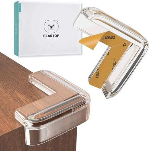 Beartop Paraspigoli Bambini Trasparenti | Adesivo TESA | Rimozione Senza Residui | Protezione Angoli e Spigoli Mobili | Design Discreto | Sicurezza Casa Bimbi e Anziani