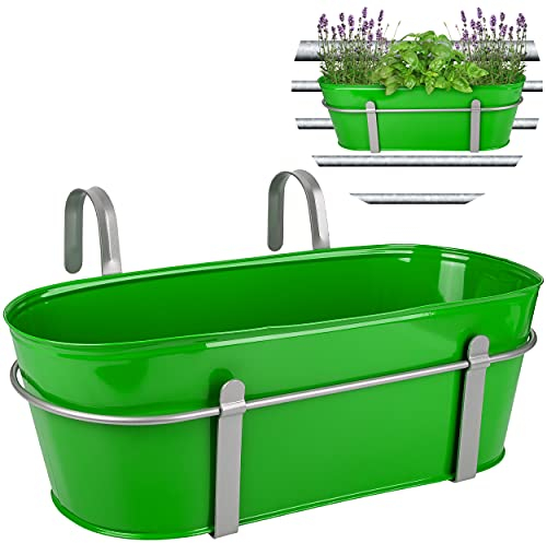 alles-meine.de GmbH Hänge - Topf/Blumentopf/Balkonkasten Farbwahl Ø 50 cm - mit Haken - Metall - grün - oval - länglich - Hängend - Aufhängen - groß - mit Henkel - Eimer ..