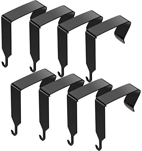 Funrous Türhaken, Wandmontage, Metall, für Kleidung, Spiegelhaken, Bürokabine, Whiteboard, Aufhänger (Schwarz, 8 Stück)