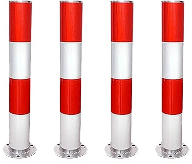cônes de signalisation cone de chantier Borne de sécurité blanche et rouge, bornes en acier de 61 x 7,6 cm for la gestion des installations des chantiers de construction, lot de 2/4 bornes de stationn