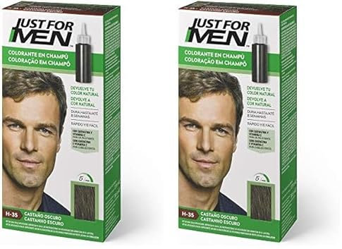 Just For Men Colorante en Gel, Tinte Pelo Hombre Moreno, Cubre Solo Las Canas, Restaurando El Color Original Para Una Apariencia Natural - H35 (Paquete de 2)