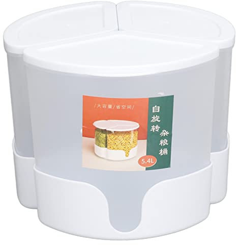 Rice Dispenser, 360° Rotating Rice and Grain Dispenser Grain Dispenser Storage of Black Rice, Yellow Rice and Other Small Beans