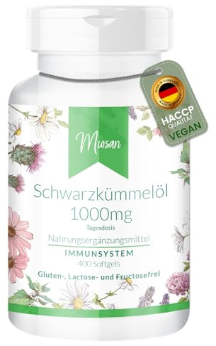 Schwarzkümmelöl 1000mg - 400 Softgels - kaltgepresst - original Nigella sativa - 1000mg Tagesdosis – Herstellung & Laborprüfung in Deutschland | MIOSAN® CLUB - Exklusives Wohlbefinden