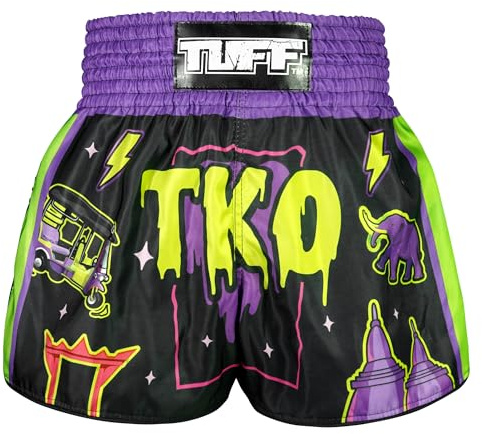 Tuff Sport - Pantaloncini da Boxe Muay Thai, Stile retrò, Taglio Classico Sottile, MMA, Kickboxing, Allenamento, M
